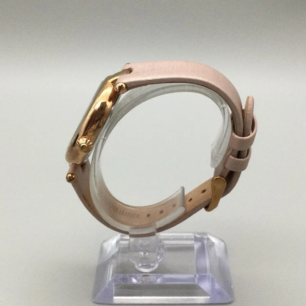 Burgi Womens Watch 35mm MOP Diamond Dial Rose Gold Tone Pink Leather New Battery